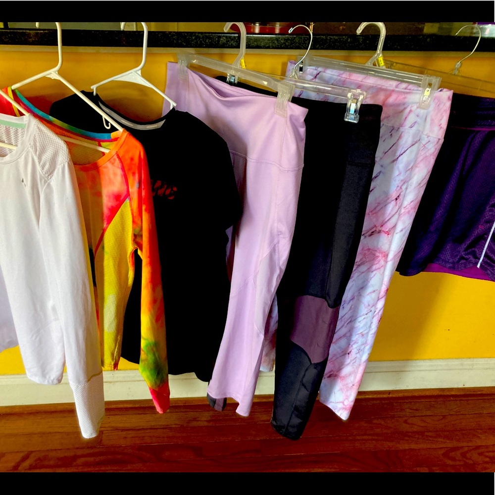 Group of athletic running clothing, size Large.